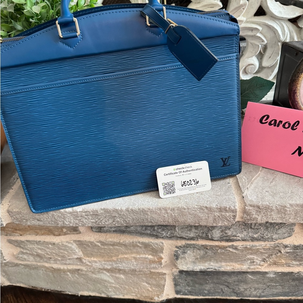 Louis Vuitton Rivera Blue Epi Leather Tote with Luggage Tag - Picture 6 of 12